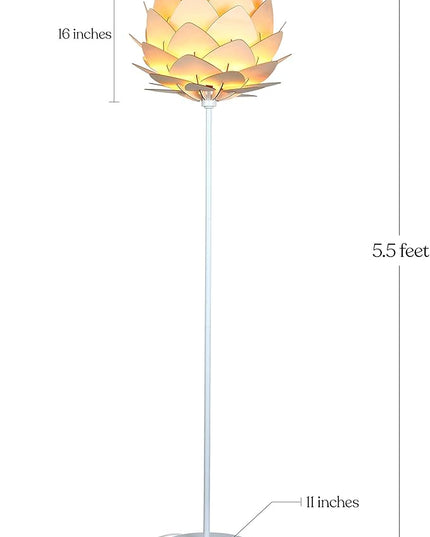 Brightech Artichoke LED Floor Lamp, Great Living Room Décor, Modern Lamp for Living Rooms & Offices, Bohemian Standing Lamp for Bedroom Reading, Tall Lamp with Multi-Panel Wooden Shade - LeafyLoom