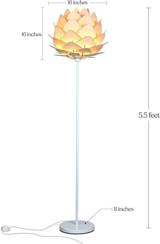 Brightech Artichoke LED Floor Lamp, Great Living Room Décor, Modern Lamp for Living Rooms & Offices, Bohemian Standing Lamp for Bedroom Reading, Tall Lamp with Multi-Panel Wooden Shade - LeafyLoom