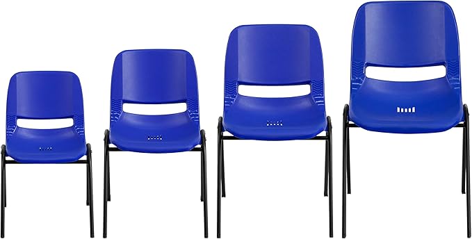 Flash Furniture HERCULES Series 661 lb. Capacity Navy Ergonomic Shell Stack Chair with Black Frame and 16'' Seat Height - LeafyLoom