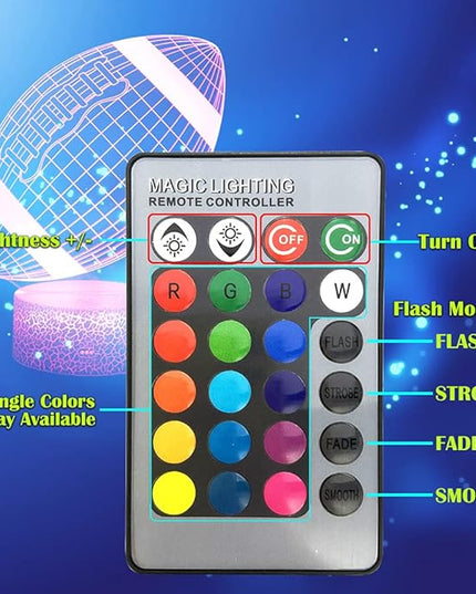 Football Night Light, 3D Illusion Lamp Football Lights for Kids Room, 16 Colors & Flashing Modes with Remote Control Opreated Dimmable Christmas Birthday Gifts for Boys Girls Kids Children Teen - LeafyLoom
