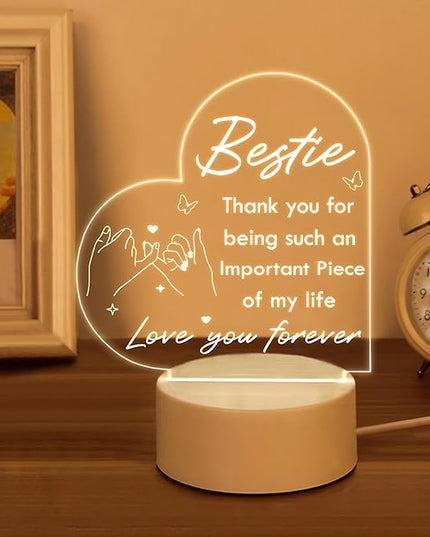 to My Bestie Gifts, Best Friend Birthday Gifts Night Light, Friendship Gifts for Women Friends, Best Friend Christmas Valentines Day Gift - LeafyLoom