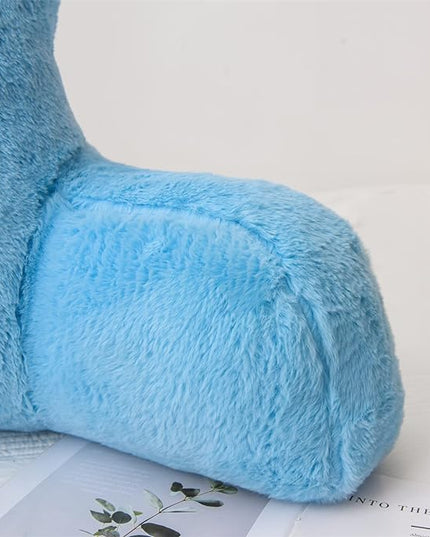 A Nice Night Faux Fur Reading Pillow Bed Wedge Large Adult Children Backrest with Arms Back Support for Sitting Up in Bed/Couch for Bedrest,BabyBlue - LeafyLoom
