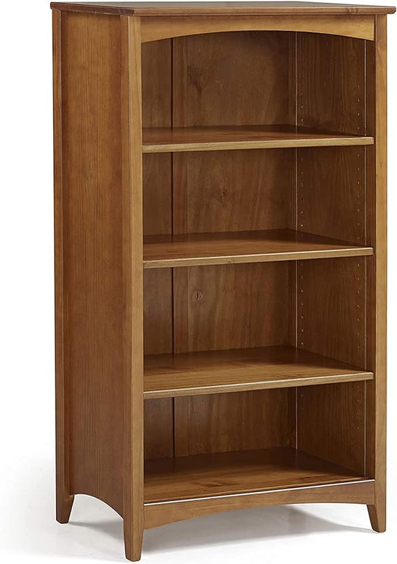 Shaker Style 4 Shelf Bookcase / Solid Wood / 48" High / Adjustable Shelving / Closed Back / Display Bookshelf for Living Room, Bedroom, Home and Office, Cherry - LeafyLoom