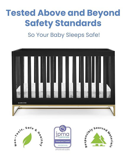 Delta Children Jade 4-in-1 Convertible Crib - Greenguard Gold Certified, Ebony/Bronze - LeafyLoom