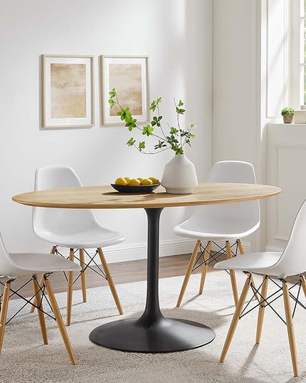 Modway Lippa Dining Table, 60", Black Natural - LeafyLoom