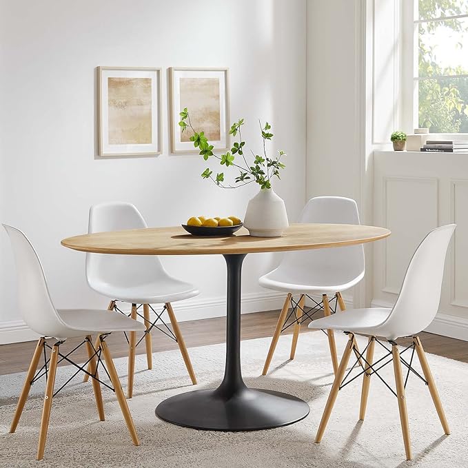 Modway Lippa Dining Table, 60", Black Natural - LeafyLoom