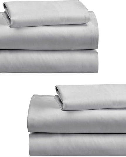 California Design Den 100% Cotton 2-Pack Twin Size Bed Sheets, Soft & Durable Twin Sheet Set Cotton with Deep Pockets, Twin Sheet Set with Sateen Weave, Cooling Sheets (Light Grey) - LeafyLoom