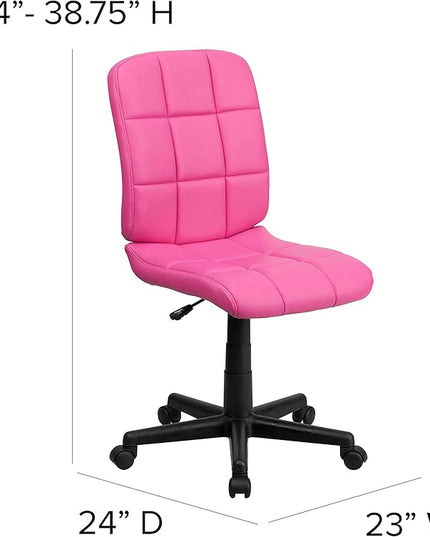 Flash Furniture Clayton Mid-Back Pink Quilted Vinyl Swivel Task Office Chair - LeafyLoom