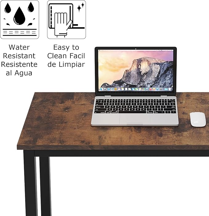 sogesfurniture Large Computer Desk - 62.9 inches Modern Simple Style Office Desk Computer Desk Gaming Desk Computer Table Sturdy Writing Workstation for Home Office, Brown - LeafyLoom