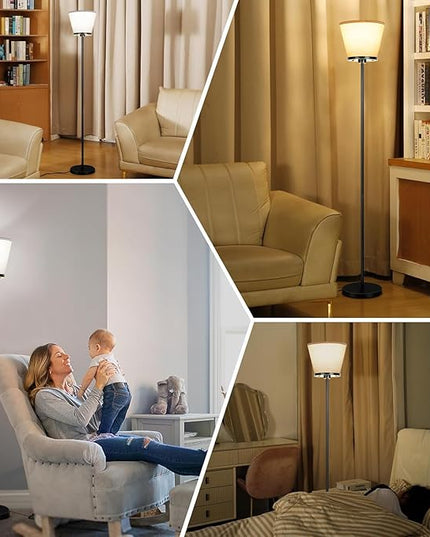 Led Floor Lamp for Bedroom, Black Floor Lamp Standing Lamp for Living Room Reading Office, 3 Color Temperatures 68 inch Tall Floor Lamp. 15W Bulb Included. - LeafyLoom