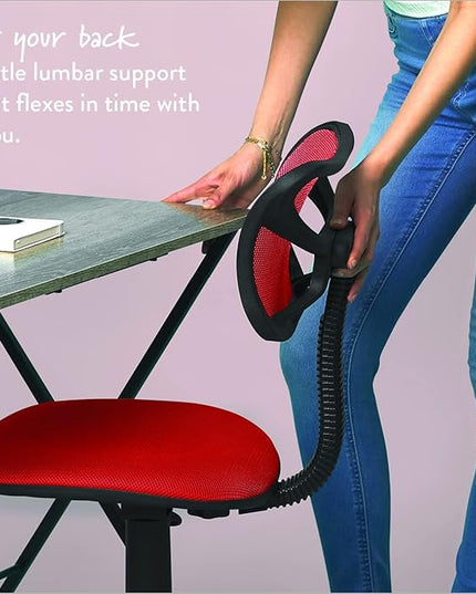 Swivel Mesh Desk Chair, Red 21D x 21W x 33H in - LeafyLoom