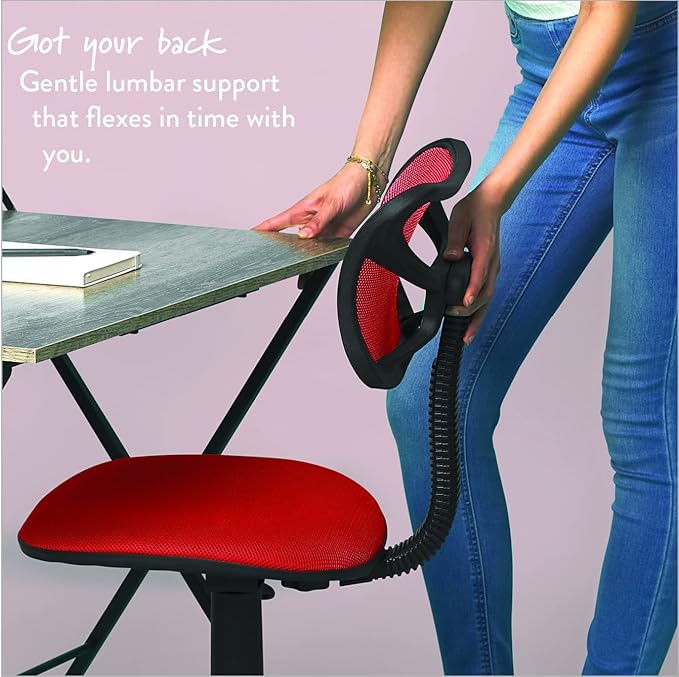 Swivel Mesh Desk Chair, Red 21D x 21W x 33H in - LeafyLoom
