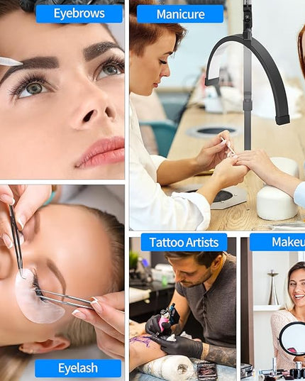 TwoWin Half Moon Light for Lashes, Height Adjustable Lash Light for Eyelash Tech Half Moon, Eyelash Lamp Led for Eyelash Extension, Tattoo Artists, Nail Tech, Filming Content Creation - LeafyLoom