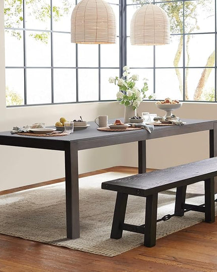 COLAMY Wood Dining Table for 4 6 People, Rectangle Wooden Kitchen Table with Square Legs, Farmhouse Dinner Table for Dining Room, Office, Brown - LeafyLoom