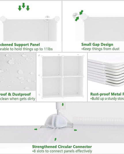 C&AHOME Cube Storage Organizer, 4-Cube Shelves Units, Closet Cabinet, DIY Plastic Modular Book Shelf Ideal for Bedroom, Living Room, Office, 24.8" L x 12.4" W x 24.8" H Milky UPCS04M - LeafyLoom