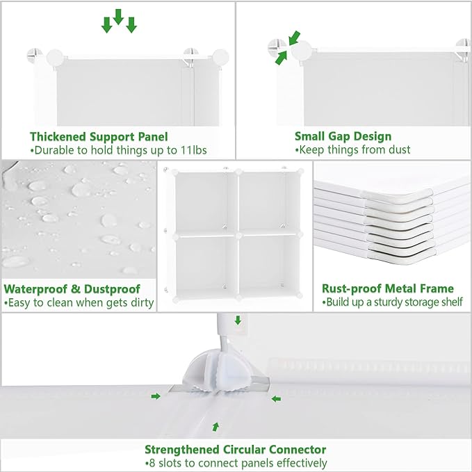 C&AHOME Cube Storage Organizer, 4-Cube Shelves Units, Closet Cabinet, DIY Plastic Modular Book Shelf Ideal for Bedroom, Living Room, Office, 24.8" L x 12.4" W x 24.8" H Milky UPCS04M - LeafyLoom