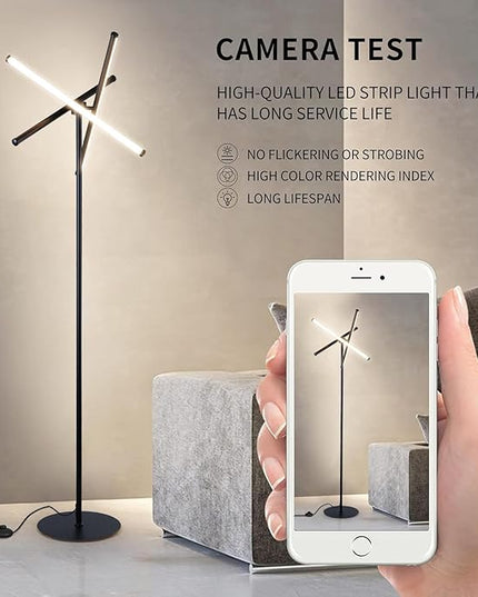 Ganeed LED Floor Lamp,Modern Tall Standing Lamps with 3 Lights,30W 3 Color Temperature & Stepless Dimmable Brightness with Remote,66.5 in Corner Lamp for Living Room, Office, Hotel, Bedroom - LeafyLoom