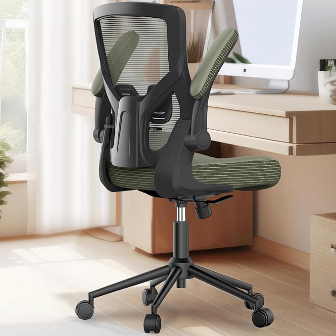 Office Chair, High Back Desk Chair Adjustable Height and Ergonomic Design Home Office Computer Chair Executive Lumbar Support Padded Flip-up Armrest Swivel Task Chair - LeafyLoom