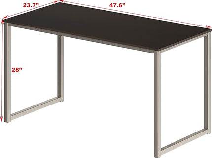 SHW Home Office 48-Inch Computer Desk, Silver/Espresso - LeafyLoom