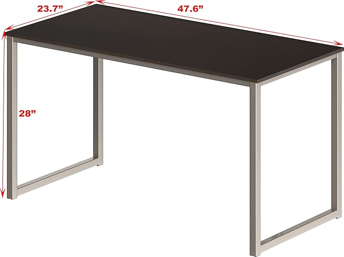 SHW Home Office 48-Inch Computer Desk, Silver/Espresso - LeafyLoom