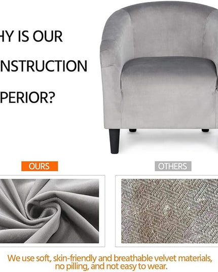 Yaheetech Living Room Chair, Velvet Accent Chair, Upholstered Barrel Chair, Sitting Chair with Armrest and Low Back for Living Room Bedroom Reception Room, Gray - LeafyLoom
