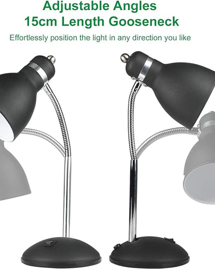 Desk Lamp with Flexible Gooseneck, Metal Table Lamp with 4W LED Bulb, Adjustable Eye-Care Reading Lamp for Bedside Reading, Studying, Computer and Hobbies (Sand Black) - LeafyLoom