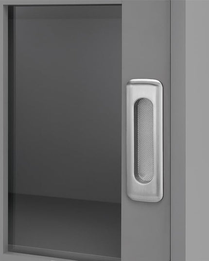 Aaron Lane Bookcase with Sliding Glass Doors, Gray - LeafyLoom