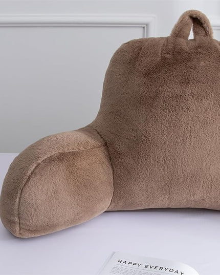 Aimuan Reading Pillow Bed Rest Wedge Large Adult Backrest Pillow with Arms Back Support for Sitting Up in Bed Cushion Incline Rest Sleeping Snoring Pillow,Brown Large - LeafyLoom