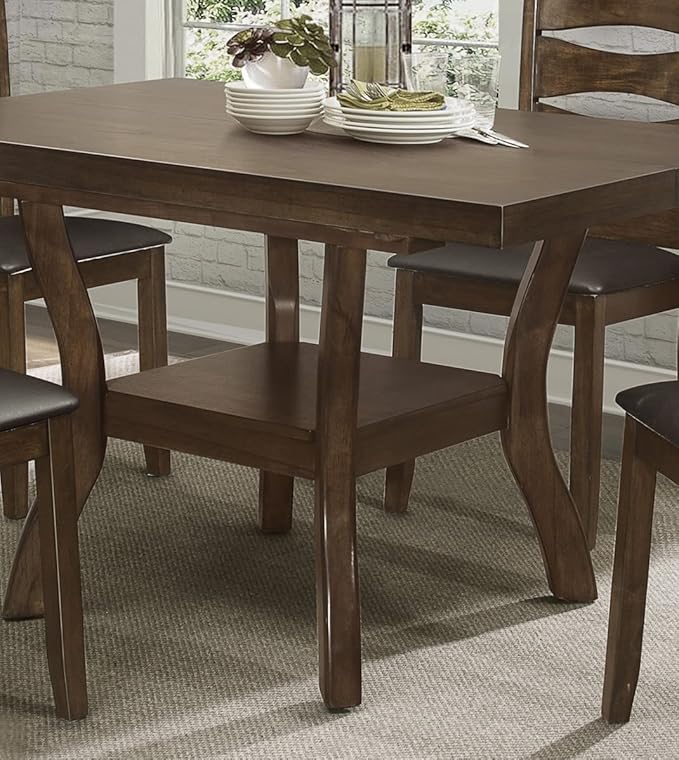 NicBex Dining Table Set for 4 Kitchen & Dining Room Tables Transitional Dining Room Furniture 5pc Dining Set Table with Self-Storing Leaf and 4X Side Chairs, Wooden, Brown - LeafyLoom