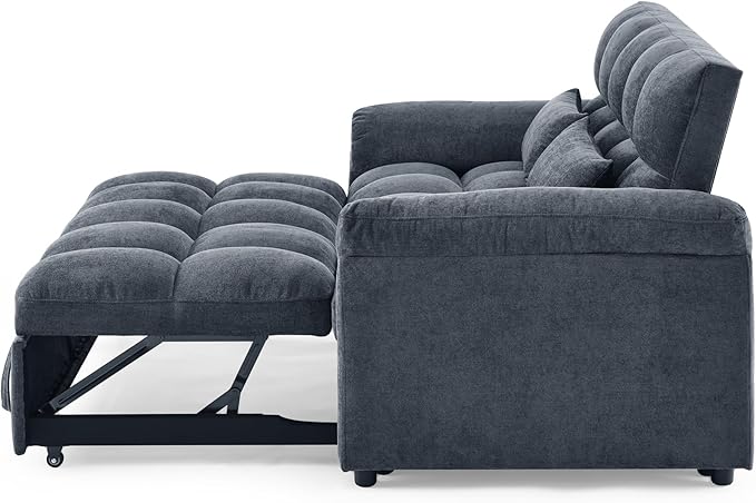Large 2 Seater Sofa&Couch Loveseat W/Pull Out Sleeper Couch Bed and Pillows,3 in 1 Reclining Backrest Love Seat Convertible Twin XL Size Sleeper&Sofabed for Home Apartment Office Living Room - LeafyLoom