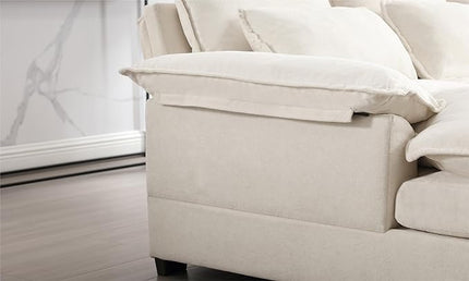 U Shaped Symmetrical Sectional Couch with Waist Poillows and Detachable Pillow Armrest, 6 Seater Oversized Modular Lounge Sofa with Double Chaise & Memory Foam for Living Room Apartment - LeafyLoom