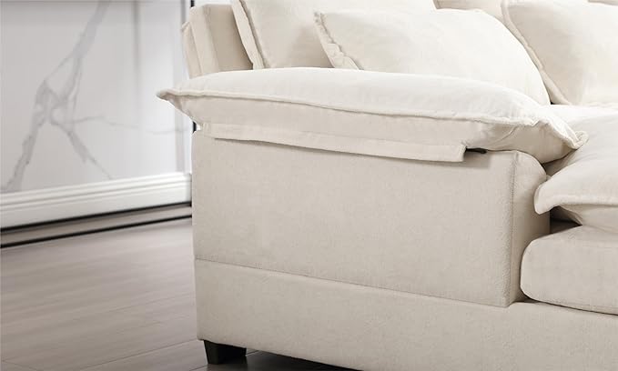 U Shaped Symmetrical Sectional Couch with Waist Poillows and Detachable Pillow Armrest, 6 Seater Oversized Modular Lounge Sofa with Double Chaise & Memory Foam for Living Room Apartment - LeafyLoom