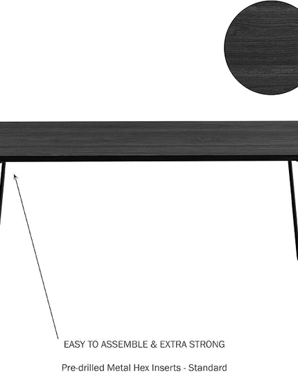 Lavish Home Coffee Table with Hairpin Legs - Modern Industrial Style Home Decor - Woodgrain-Look and Steel Accent Living Room Furniture (Black) - LeafyLoom