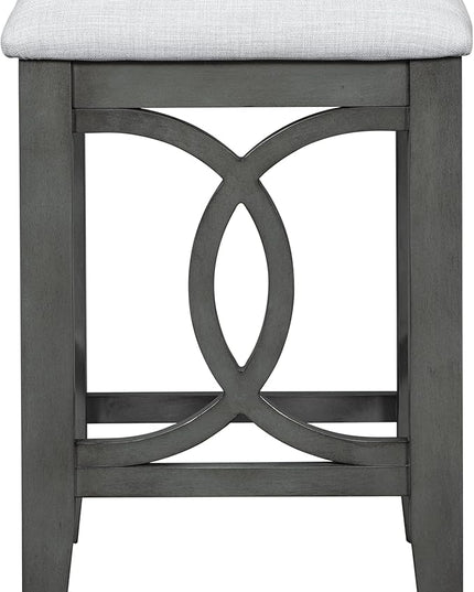 NicBex Kitchen Table for 2 Dining Table 3-Piece Counter Height Dining Table Set with USB Port and Upholstered Stools for Home, Kitchen, Dining Room, Wooden Frame, Gray - LeafyLoom