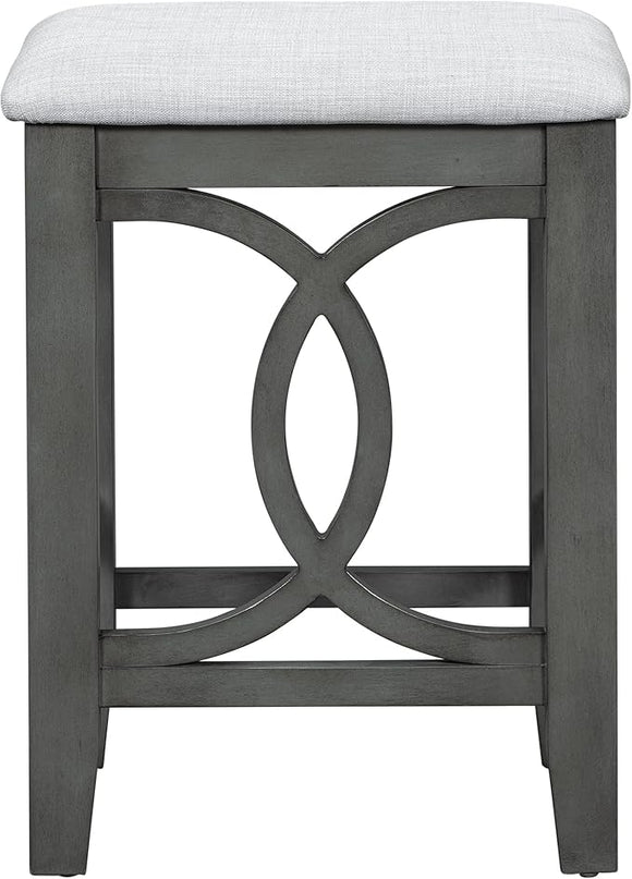 NicBex Kitchen Table for 2 Dining Table 3-Piece Counter Height Dining Table Set with USB Port and Upholstered Stools for Home, Kitchen, Dining Room, Wooden Frame, Gray - LeafyLoom