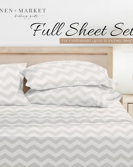Linen Market 4 Piece Queen Bedding Sheet Set (Gray Arrow) - Sleep Better Than Ever with These Ultra-Soft & Cooling Bed Sheets for Your Queen Size Bed - Deep Pocket Fits 16" Mattress - LeafyLoom