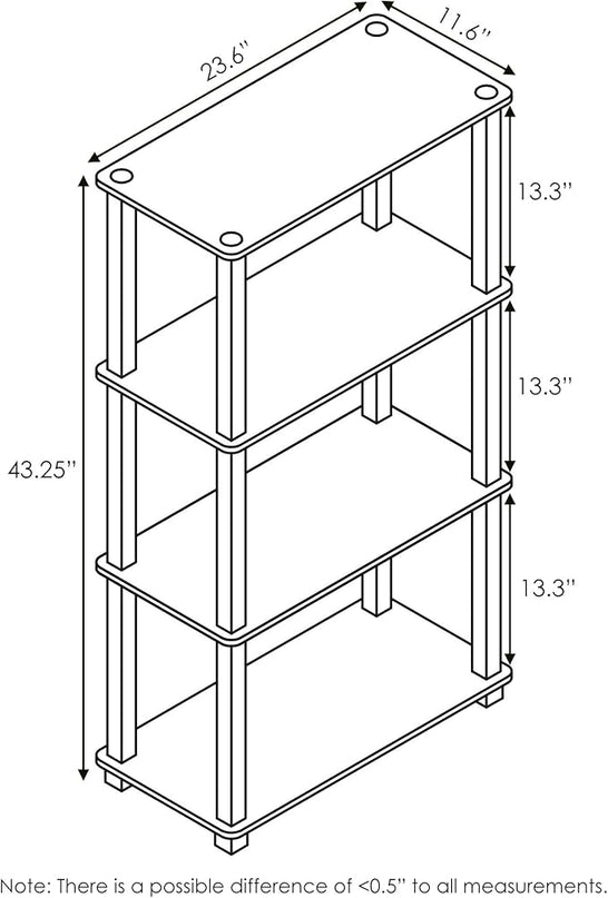 Furinno Turn-N-Tube 4-Tier Multipurpose Shelf Display Rack, Square Tube, French Oak Grey/Black - LeafyLoom