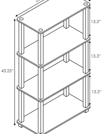 Furinno Turn-N-Tube 4-Tier Multipurpose Shelf Display Rack, Square Tube, Espresso/Black - LeafyLoom
