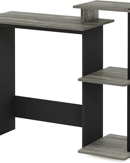 Furinno Efficient Home Laptop Notebook Computer Desk with Square Shelves, French Oak/Black - LeafyLoom
