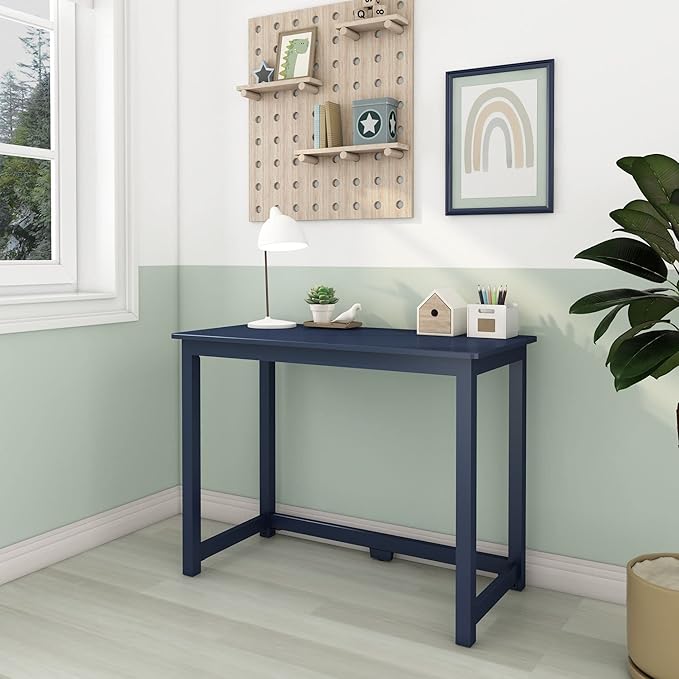 Max & Lily Solid Wood Desk, 40 Inches, Blue - LeafyLoom