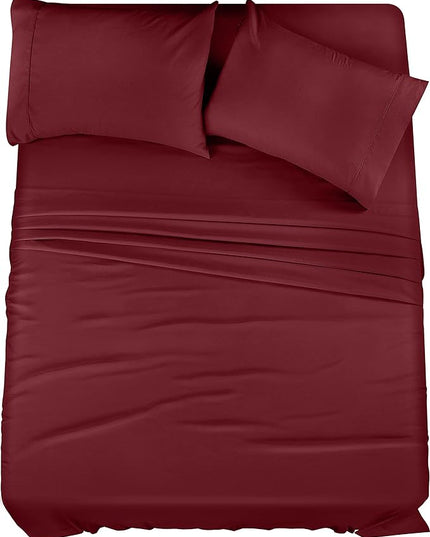 Utopia Bedding Queen Bed Sheets Set - 4 Piece Bedding - Brushed Microfiber - Shrinkage and Fade Resistant - Easy Care (Queen, Red Burgundy) - LeafyLoom
