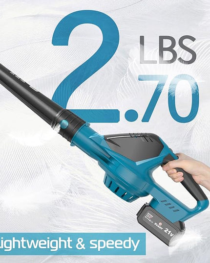 Leaf Blower Cordless with Battery and Charger, 21V Brushless 8000mAh 5 Speeds Adjustable Cordless Battery Powered Blower for Lawn Care, Electric Leaf Blower Cordless with 2 Batteries Cordless Blower - LeafyLoom