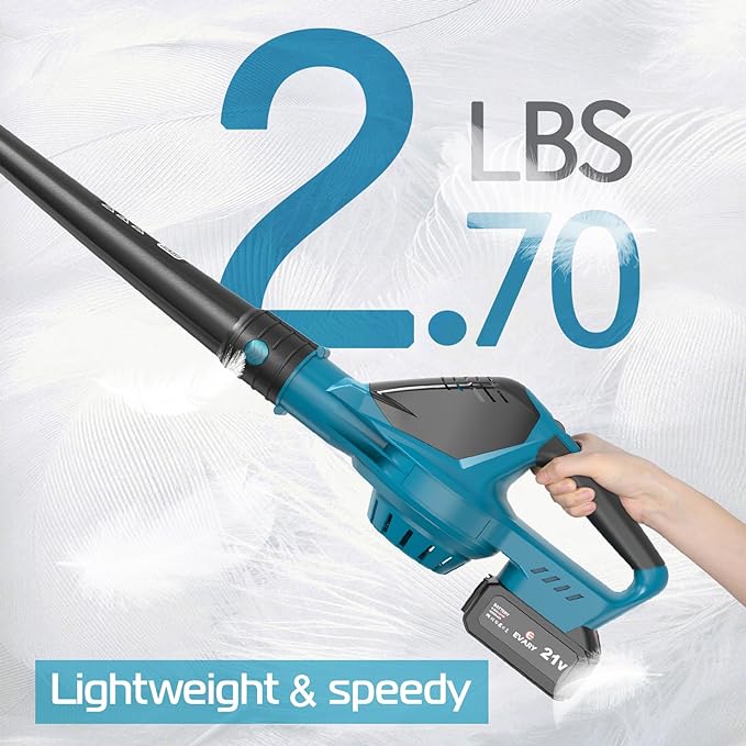 Leaf Blower Cordless with Battery and Charger, 21V Brushless 8000mAh 5 Speeds Adjustable Cordless Battery Powered Blower for Lawn Care, Electric Leaf Blower Cordless with 2 Batteries Cordless Blower - LeafyLoom