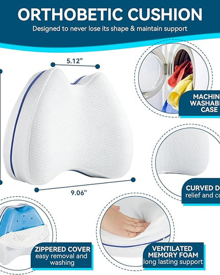 Knee & Leg Pillows Foam Support Pillow for Sleeping for Back Pain,Leg Pillow for Sleeping On Side, Memory Foam Cushion Knee Support Pillows,Pregnancy Pillow Removable and Washable Cover… (2 pack) - LeafyLoom