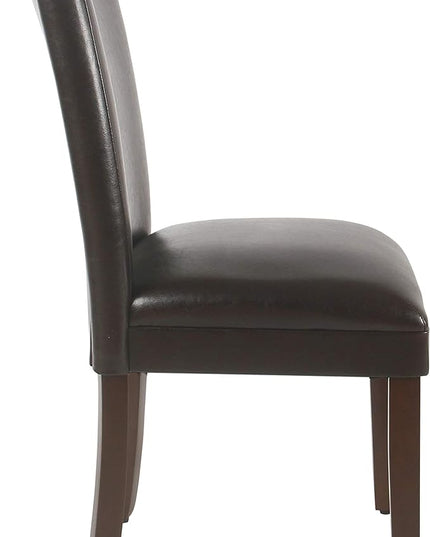 HomePop Classic Parsons Dining Chairs, Brown Faux Leather (Set of 2) - LeafyLoom