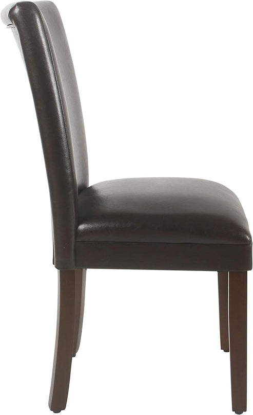HomePop Classic Parsons Dining Chairs, Brown Faux Leather (Set of 2) - LeafyLoom