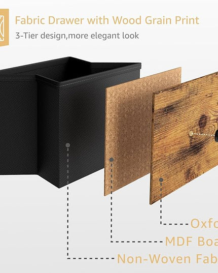 BOLUO Night Stand with Drawers for Bedroom - Small nightstand with Pocket 2 Drawer Dresser End Table Brown - LeafyLoom