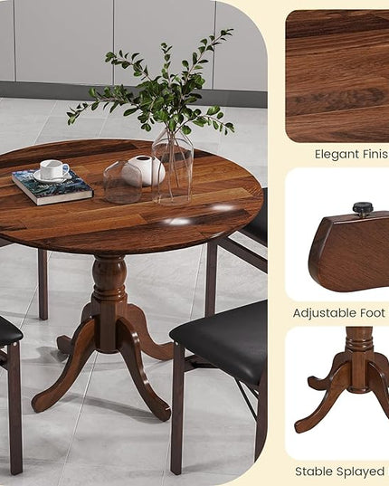 Round Dining Table, All Walnut - LeafyLoom