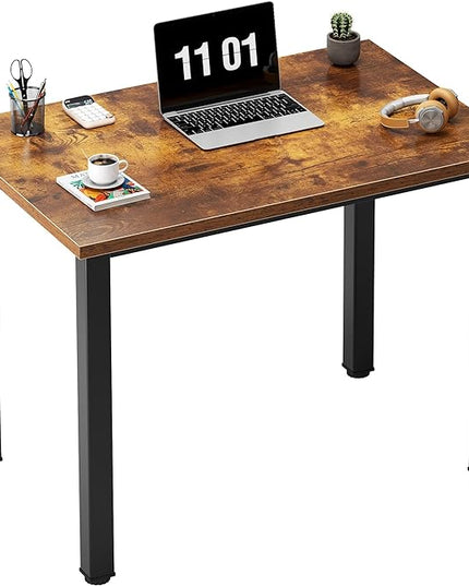 Need Small Desk, 31.5 inch Sturdy Writing Desk for Small Spaces, Small Computer Desk Teens Desk Study Table Laptop Desk Home Ofice Desk, Black Metal Frame, Rustic Brown - LeafyLoom