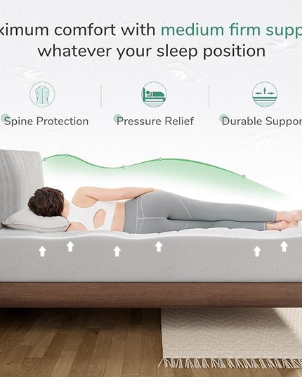 Novilla Full Mattress, 12 Inch Full Size Memory Foam Mattress with Comfort Foam for Pressure Relief & Cool Fresh Sleep,Removable Washable Mattress Cover, Memory Foam Mattress Full - LeafyLoom
